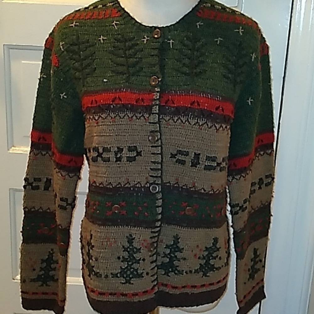 Robert Scott had knitted wool linen blend cardigan sweater